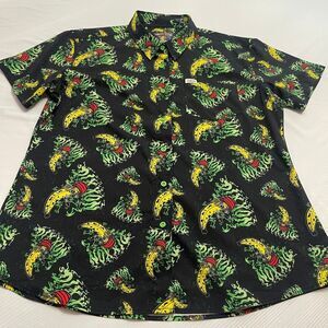 Dixxon Fortunate Youth Mens XL Short Sleeve Button Smoking Bananas Black Yellow